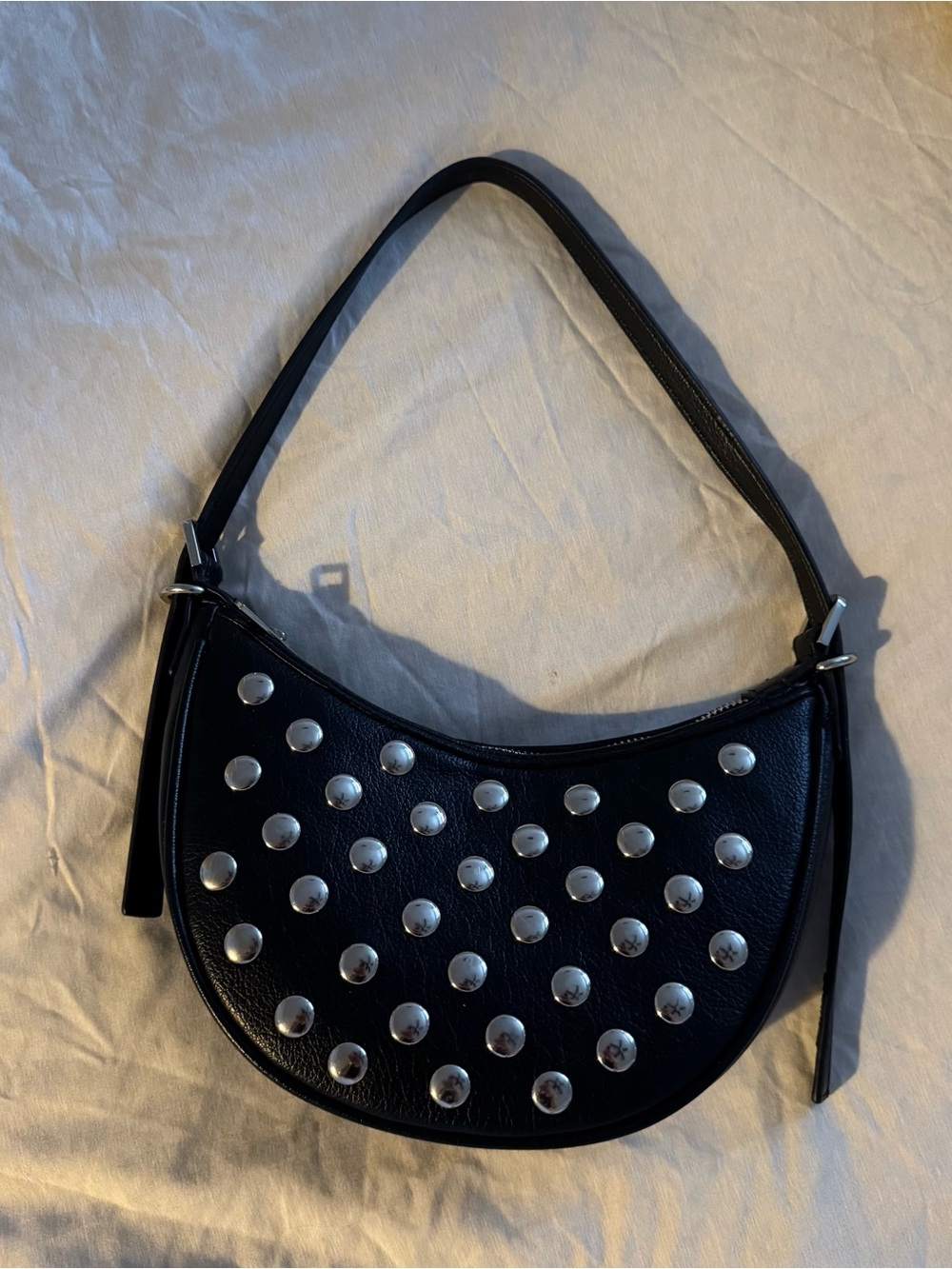 Madden Girl Black Studded Crescent Shoulder Bag Underarm Purse | NWOT - Picture 9 of 9